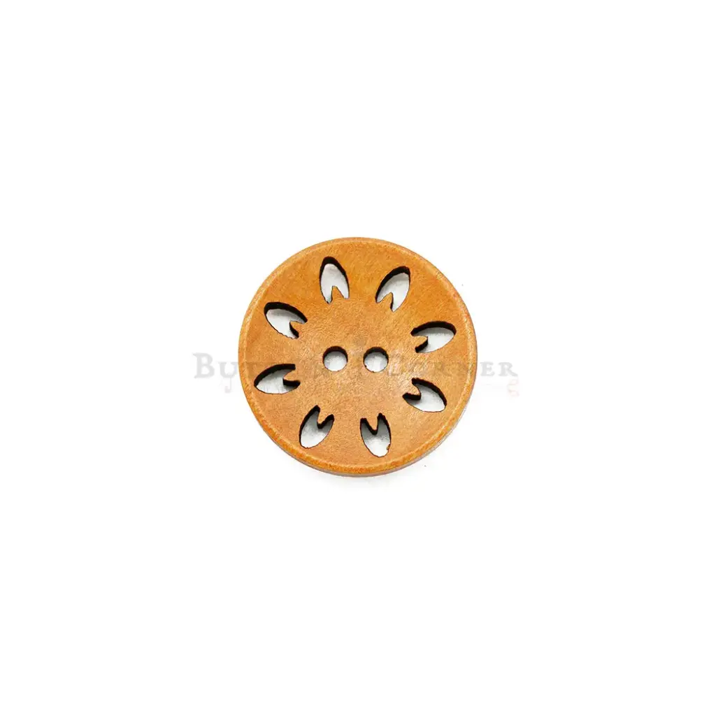 Openwork Floral Cutout Design 2-Hole Wooden Button