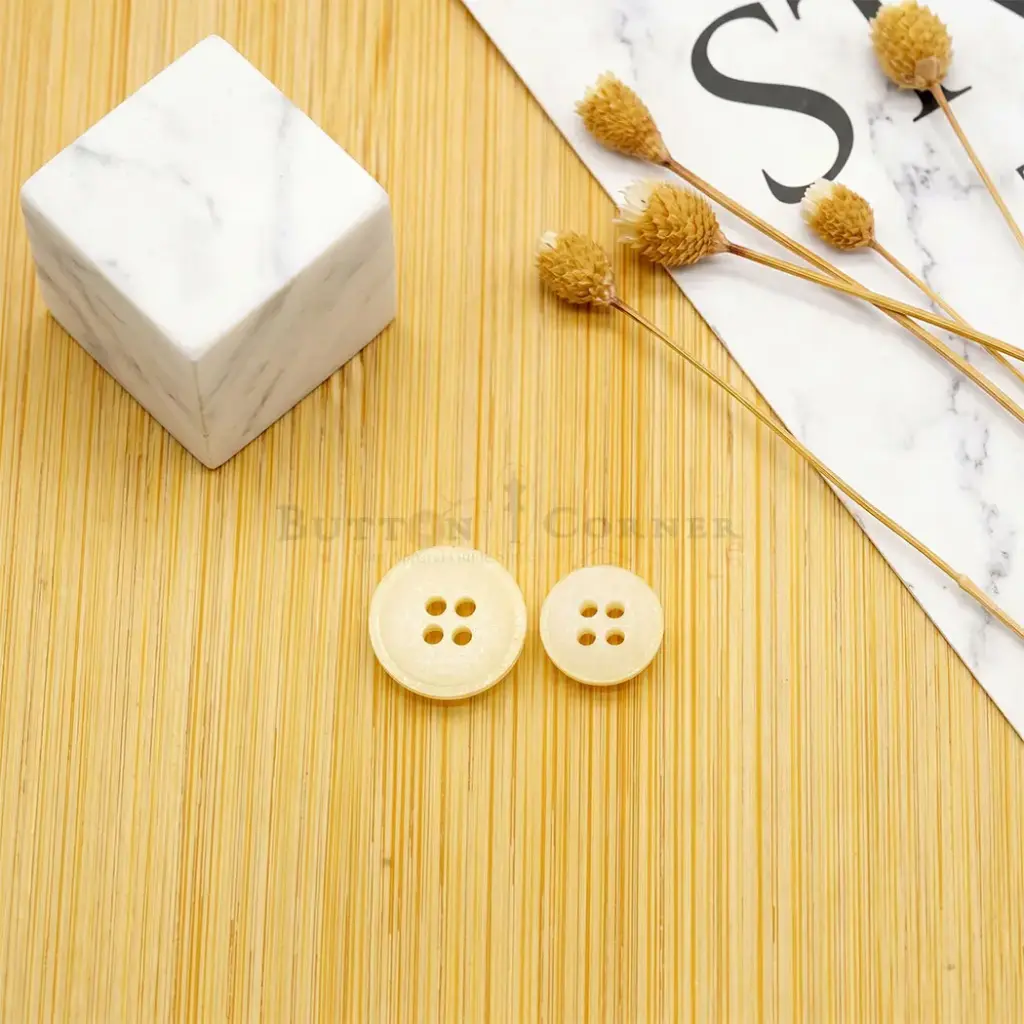 Classic 4-Hole Polyester Shirt Button with Outer Rim