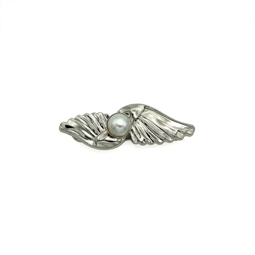 Faux Pearl Fluted Wing Style Scarf Buckle