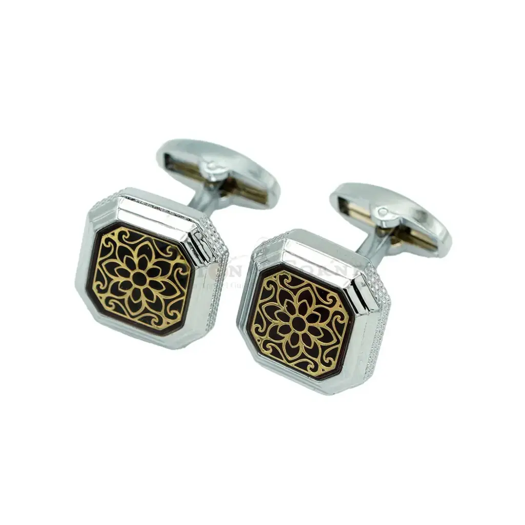 Vintage Octagon Floral Filigree Style Cufflink