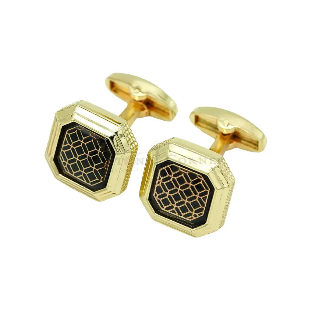 Diagonal Square Grid Pattern Cufflink
