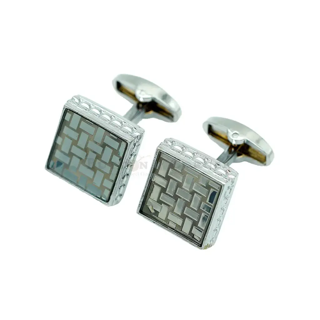 Geometric Grid Pattern Square Shape Cufflink