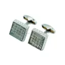 Geometric Grid Pattern Square Shape Cufflink