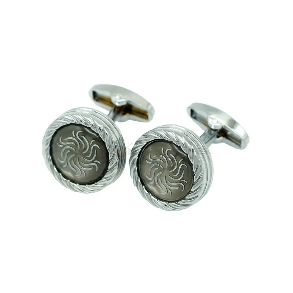 Geometric Spiral Design Round Shape Cufflink