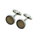 Square Grid Design Round Shape Cufflink 