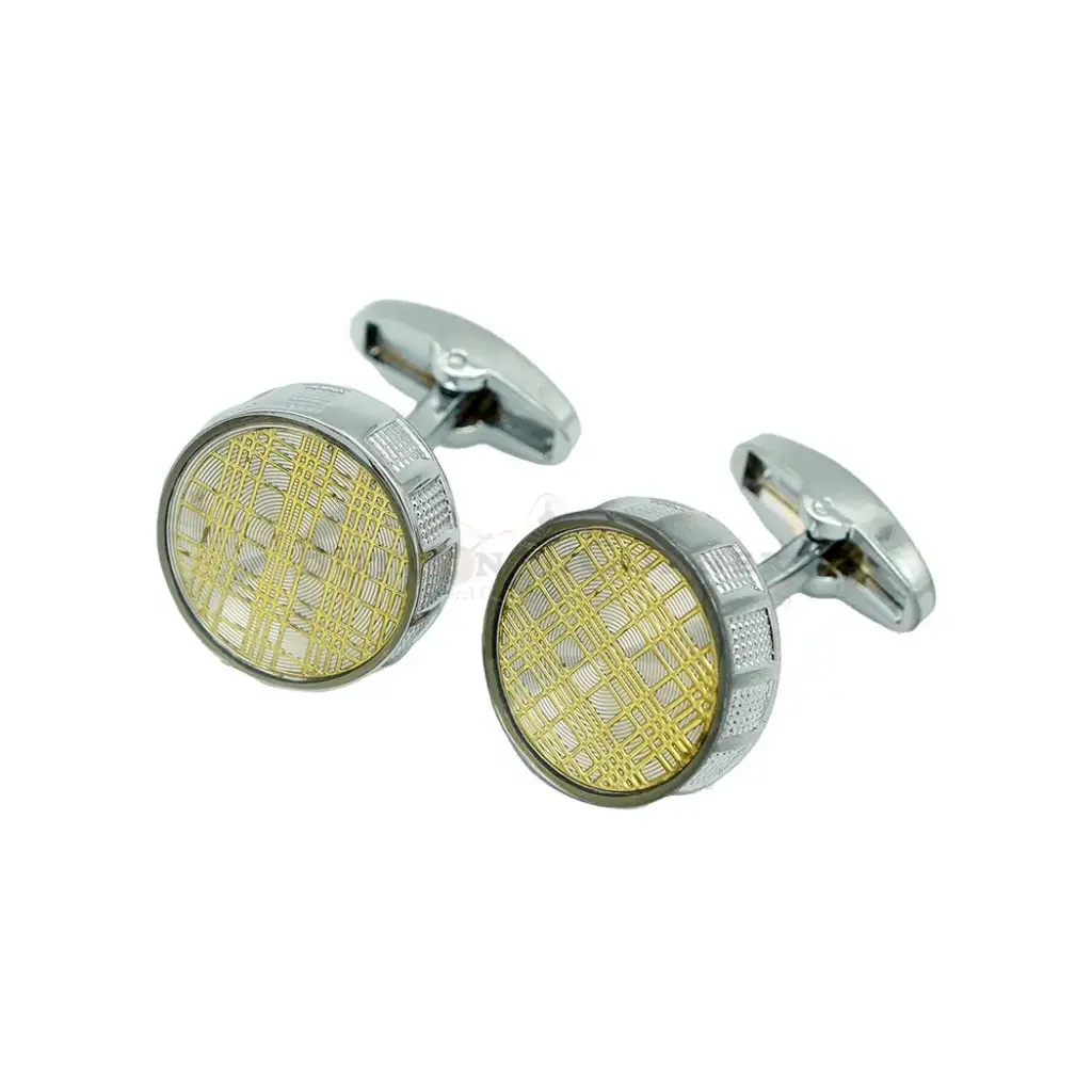 Crosshatch Grid Inner Pattern Cufflink