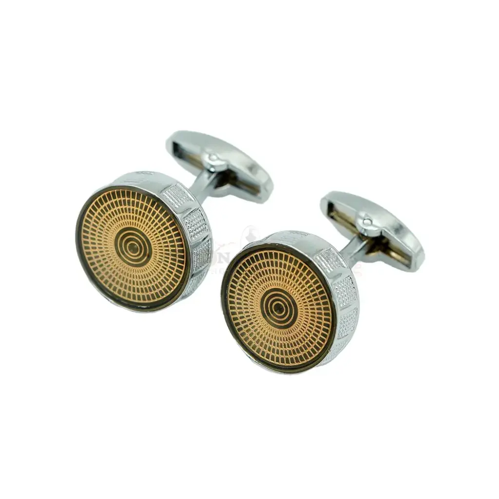 Waffle Grid Pattern Round Shape Cufflink