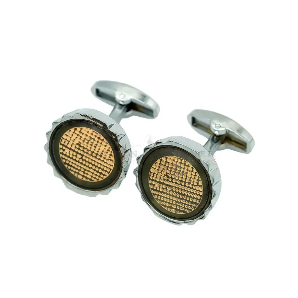 Irregular Round Shape Pebbled Textured Cufflink