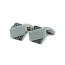 Textured Striped Border Hexagonal Style Cufflink