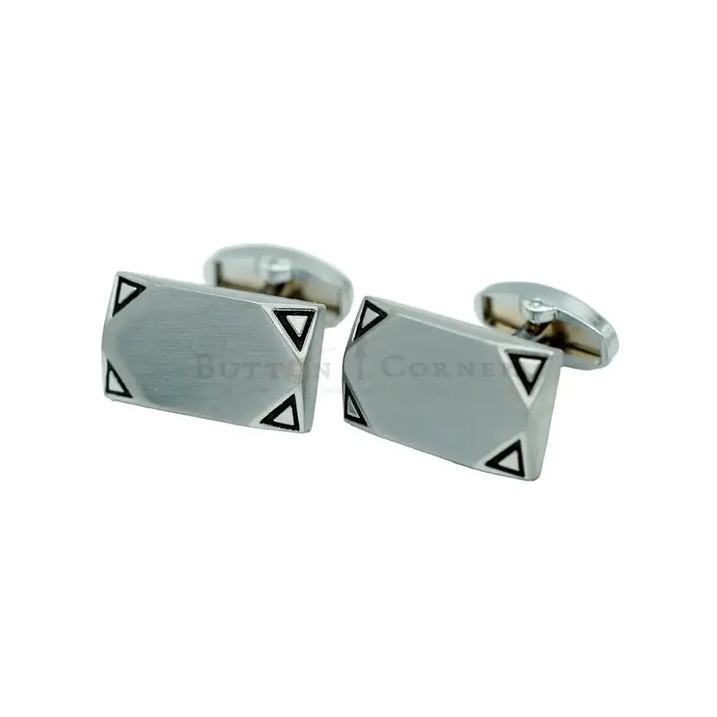 Corner Notched Rectangular Shape Cufflink