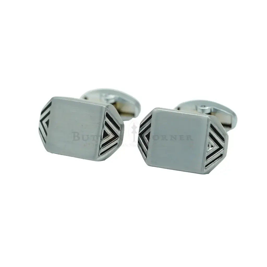 Chervon Grooved Flank Accents Cufflink