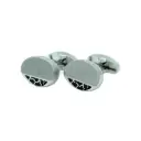Stippled Creset Accent Oval Shape Cufflink
