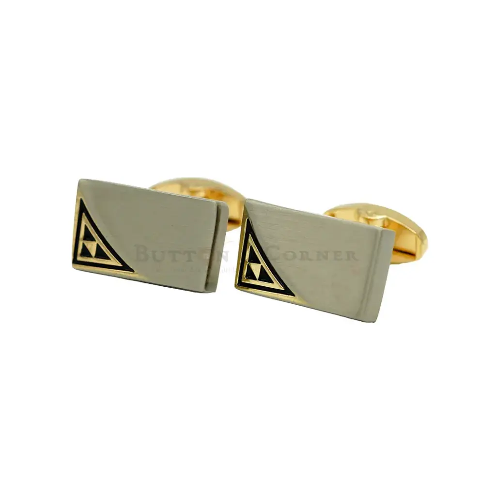 Triangular Corner Inset Rectangular Shape Cufflink