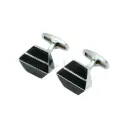 Hexagonal Black Onyx Split Bar Accent Cufflink