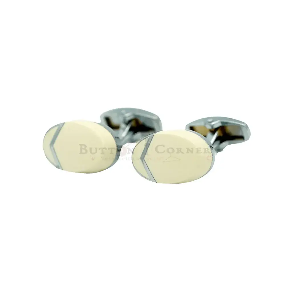 Creamy V-Shaped Chevron Inlay Style Cufflink