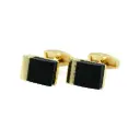 Asymmetric Square & Light Gold Side Bar Accent Cufflink