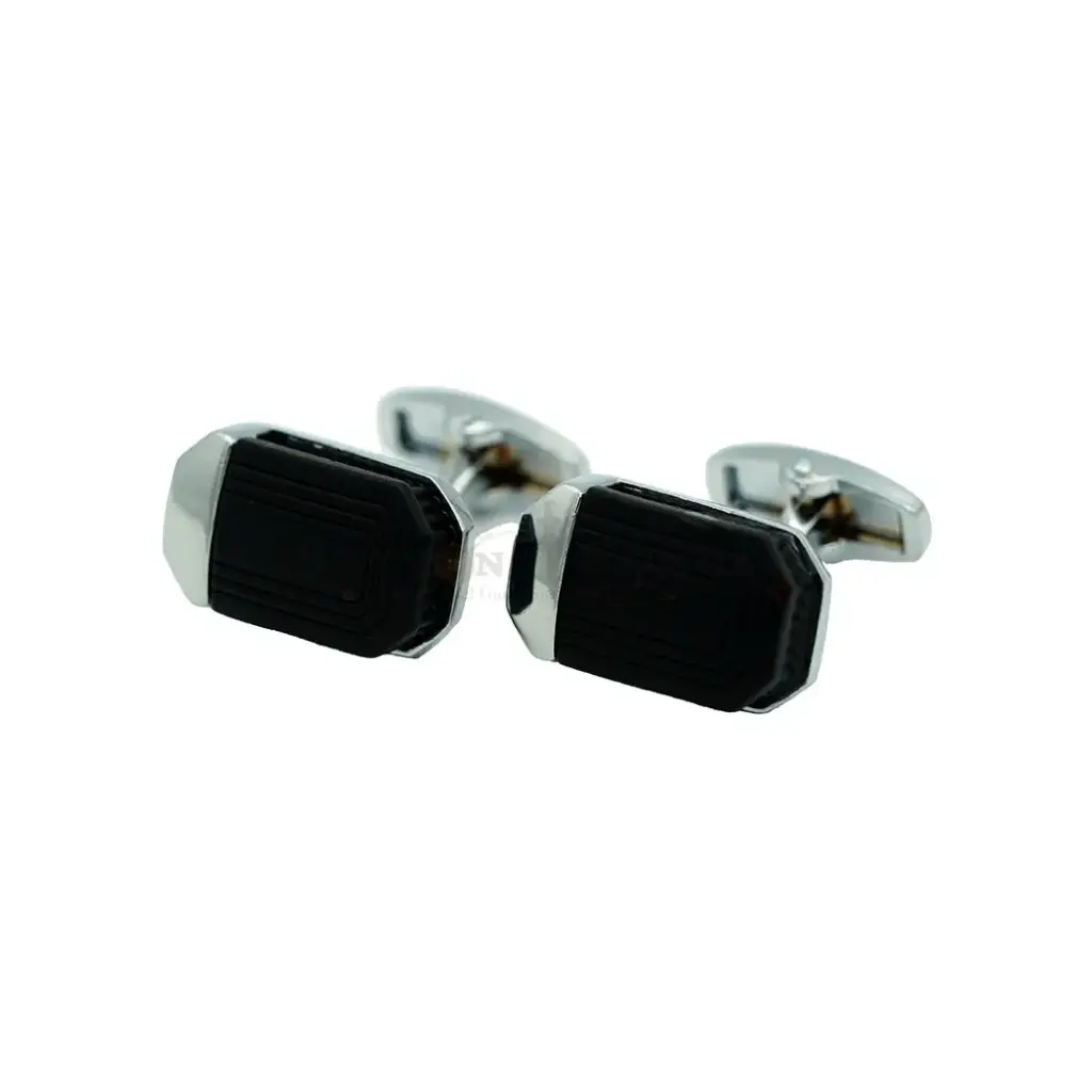 Concentric Ridge Grooves & Smooth Cap Flank Style Cufflink