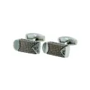 Wavy Textured Centre with Curved Cap & Triangular Inset End Cufflink