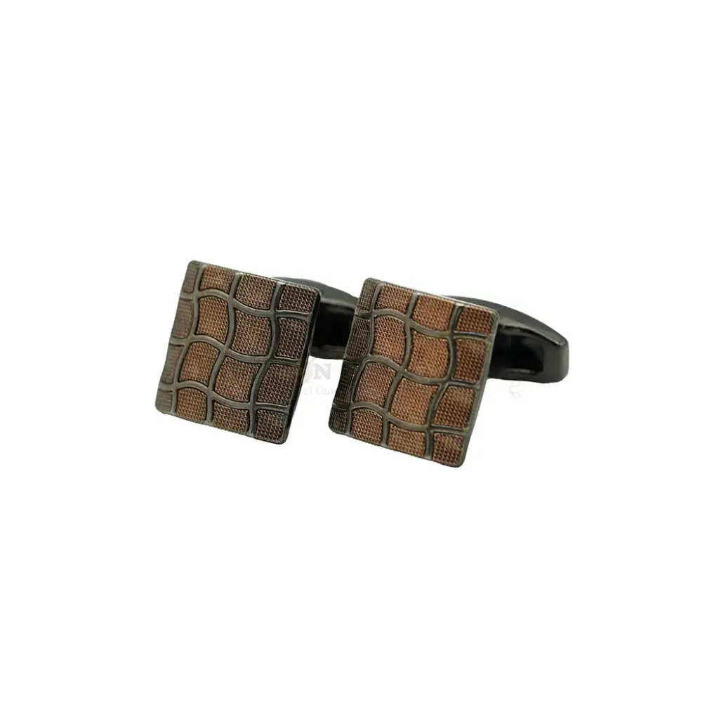 Curved Wavy Grid Pattern & Stippled Quadrants Cufflink