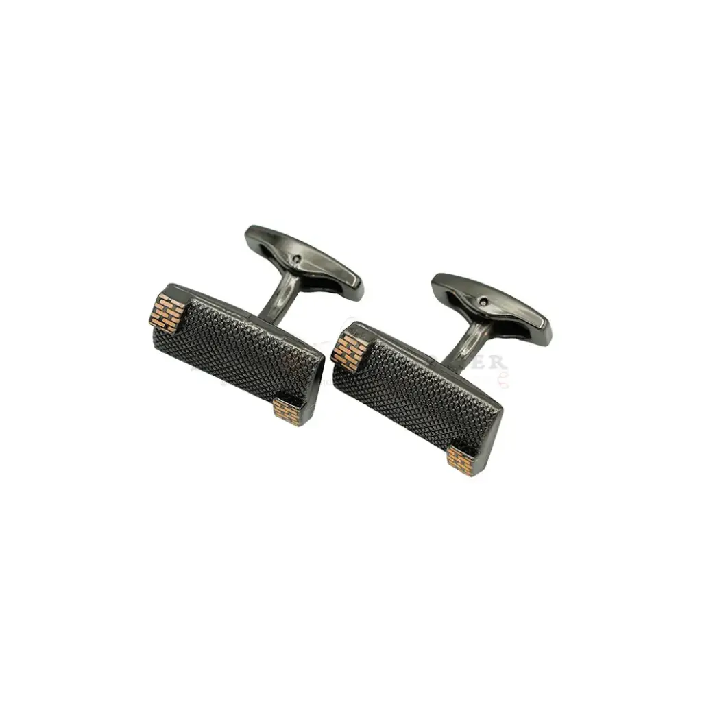 Pebble Stipple Body with Opposite Corner Brick Pattern Style Cufflink