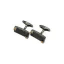 Pebble Stipple Body with Opposite Corner Brick Pattern Style Cufflink