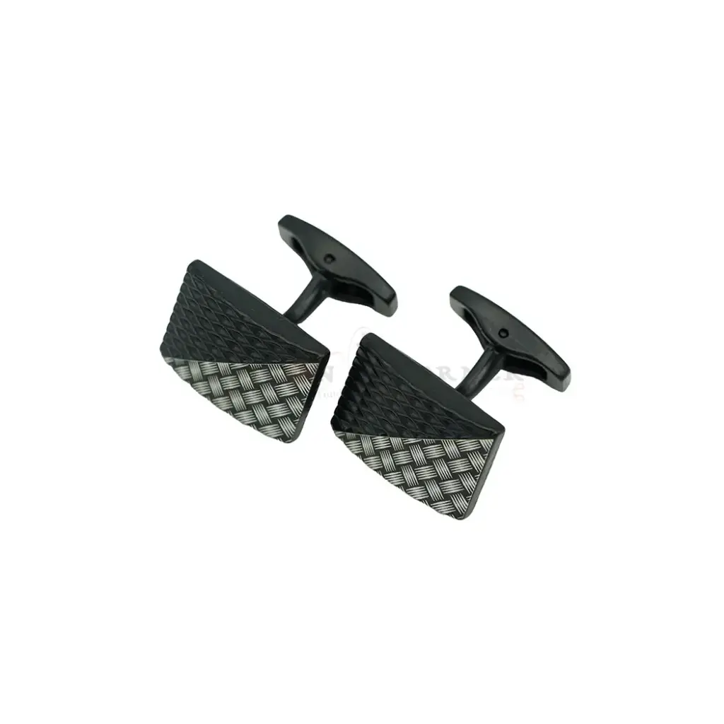 Basketwave Grid Diamond Scale Lattice Style Cufflink