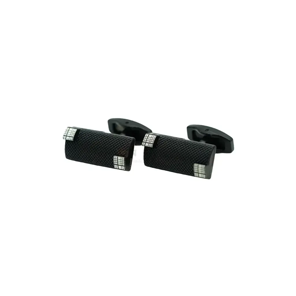 Windowpane Grid Pattern Rectangular Cufflink