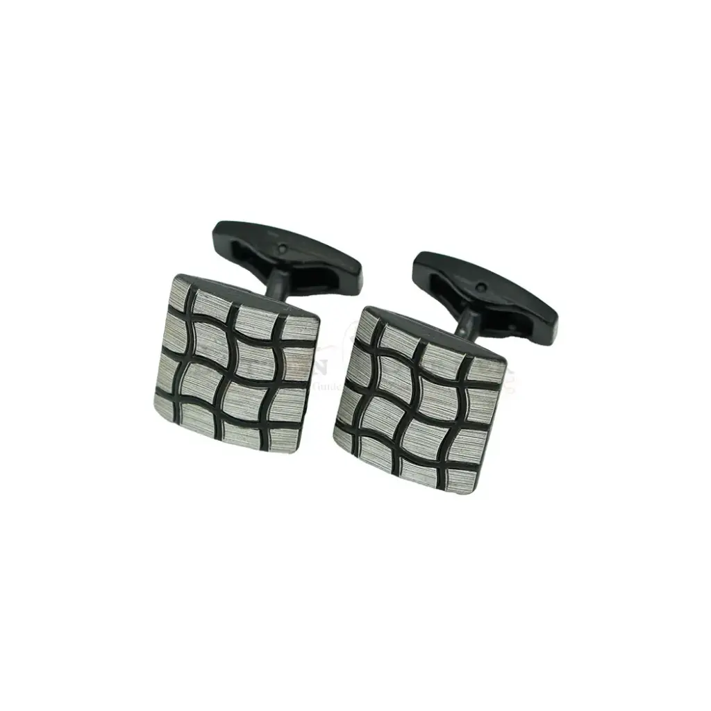 Curved Lattice Lines & Textured Pattern Cufflink