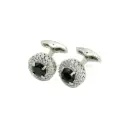 Classic Round Cut Centrepiece Pave Halo Cufflink with Rhinestone Embellishment