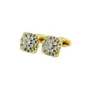 Light Gold Plated Square Frame Geometric Floral Cluster Cufflink