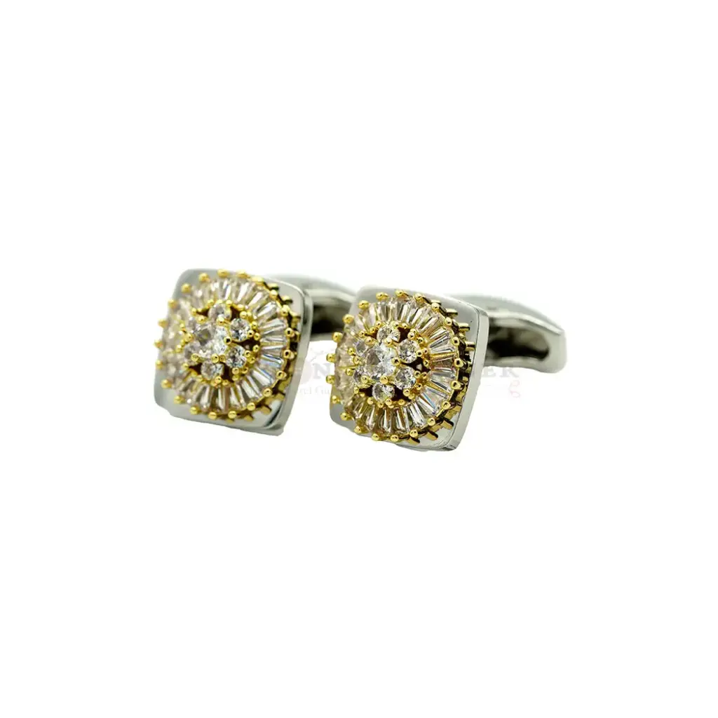 Imperial Flower Cluster Bagutte Sunburst Cushion Cufflink
