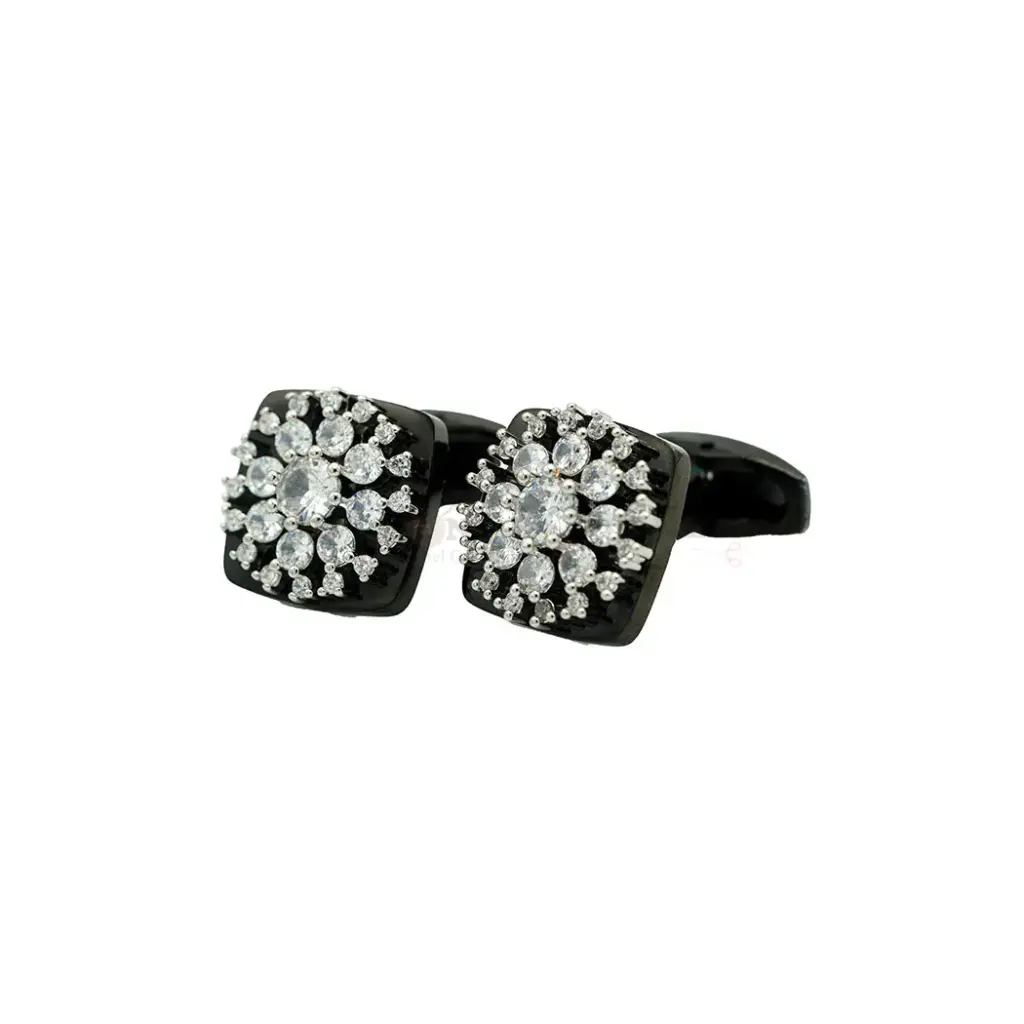 Opulent Snowflake Pattern Gemstone Cluster Cufflink