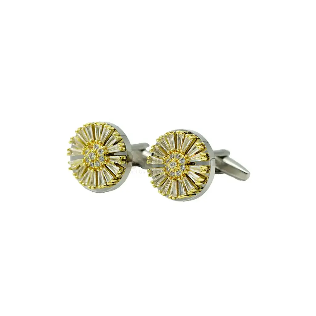 Imperial Sunburt Flower Motif Medallion Cufflink