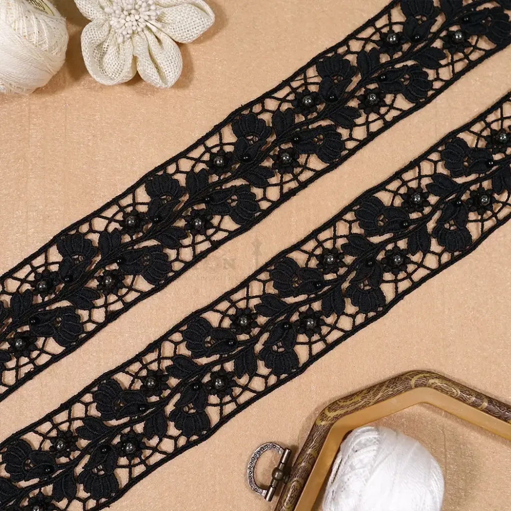 Double Side Border Lace with Pearl