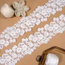 Sunburst Daisy & Leaf Motif with Pearl, Embroidery Net Lace