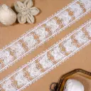 Double Side Border Butterfly Design Shuttle Lace with Pearl