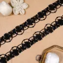 Butterfly & Flower Motif Shuttle Lace with Scallop Border and Pearl Accent