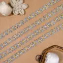 Metallic Yarn, Sequence, Net Lace with Pearl