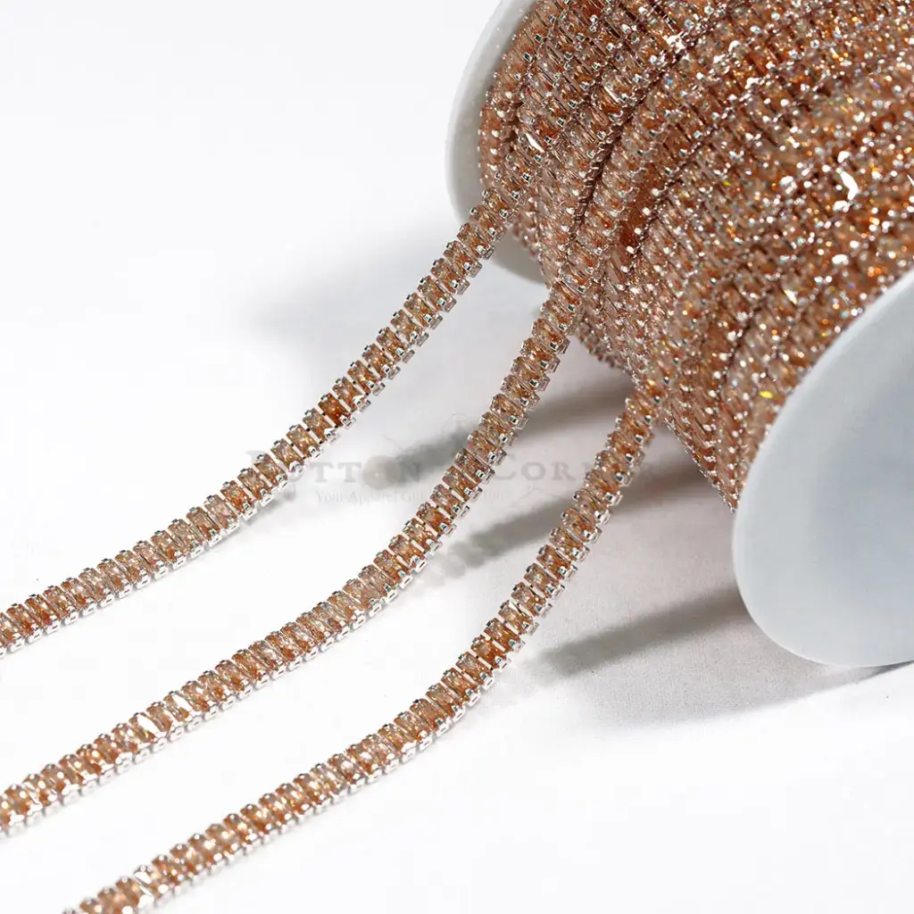 Nontoxic-White Base Crystal Metal Tube Chain 2.5x5mm