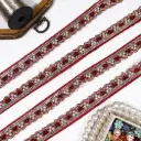 Gold Metallic Yarn Fancy Lace with Glass Beads, Sequence & Pearl Embellishment