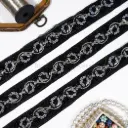 Floral Design Fancy Metallic Yarn Sequence Lace with Glass Beads Embellishment