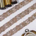 Decorative Blooming Blossom Design Lace Embellished with Glass Beads & Pearl