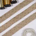 Sequence, Glass Beads & Pearl Embellished Fancy Metallic Yarn Lace