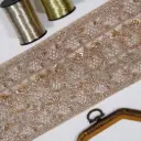 Sequence, Glass Beads & Pearl Embellishment Fancy Metallic Yarn Lace