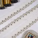 Wave Border with Pearl & Rhinestone Fancy Metallic Yarn Lace