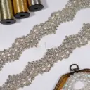 Decorative Rhinestone Fancy Metallic Yarn Lace