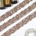 Decorative Glass Beads, Sequence & Pearl Metallic Yarn Lace