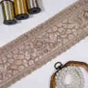 Fancy Metallic Yarn Lace Lavish with Sequence, Glass Beads & Pearl