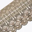 Geometric Design Fancy Metallic Yarn Lace Ornate with Stones, Pearls & Sequence