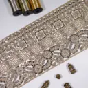 Fancy Metallic Yarn Lace Lavish with Pearl, Glass Beads & Sequence